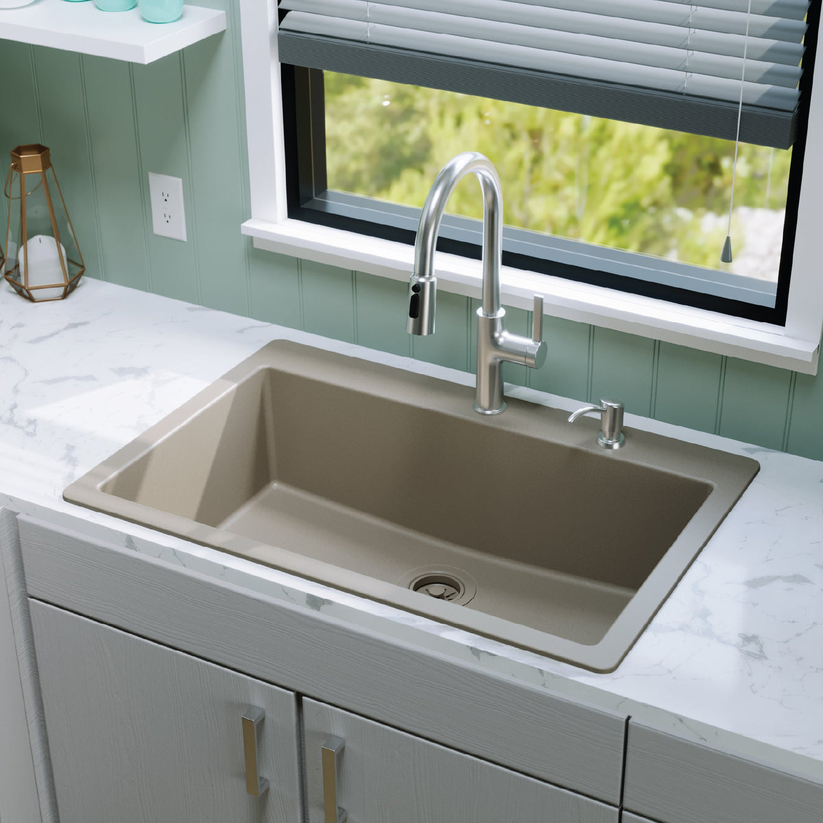 Concrete Large Single Bowl Top Mount Sink 33"