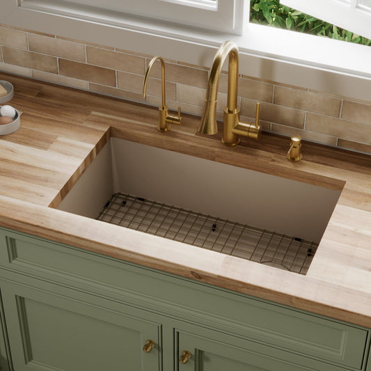 Concrete Large Single Bowl Undermount Sink 31-7/16"