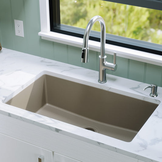 Concrete Large Single Bowl Undermount Sink 32-3/8"