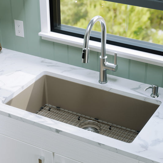 Concrete Large Single Bowl Undermount Sink 32-3/8"