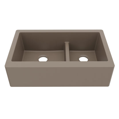 Concrete Large/Small Bowl Farmhouse Sink 34"