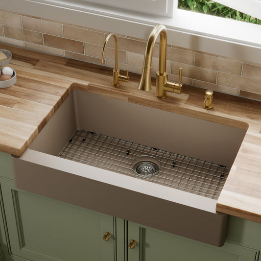 Concrete Retrofit Large Single Bowl Farmhouse Sink 34"