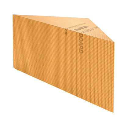 A triangular sheet of orange grid-patterned material, likely a craft foam sheet or craft board, with 'BOARD' printed vertically on one side, shown on a plain white background.