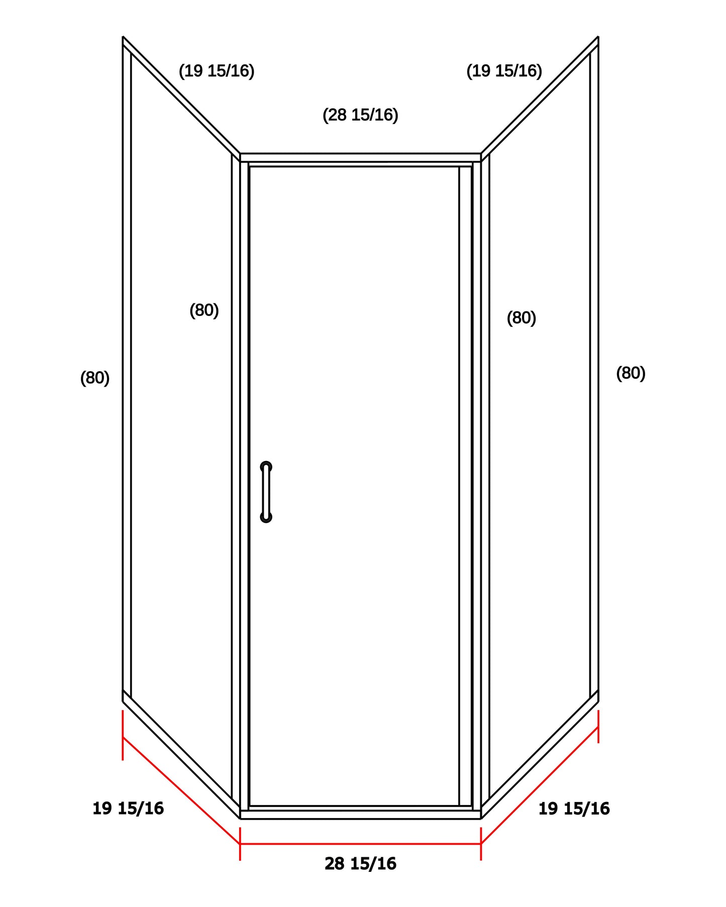 Corner Shower 20" x 29" x 80"