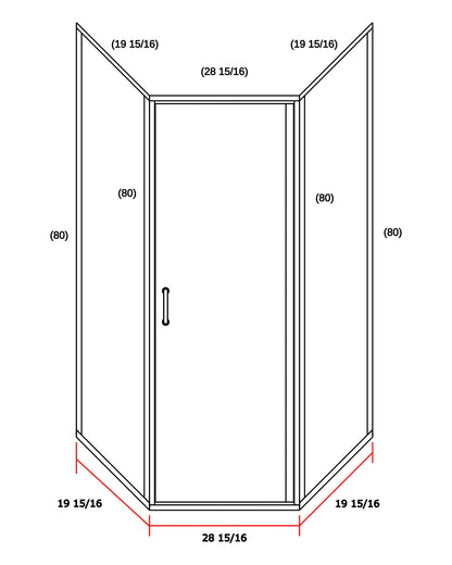 Corner Shower 20" x 29" x 80"