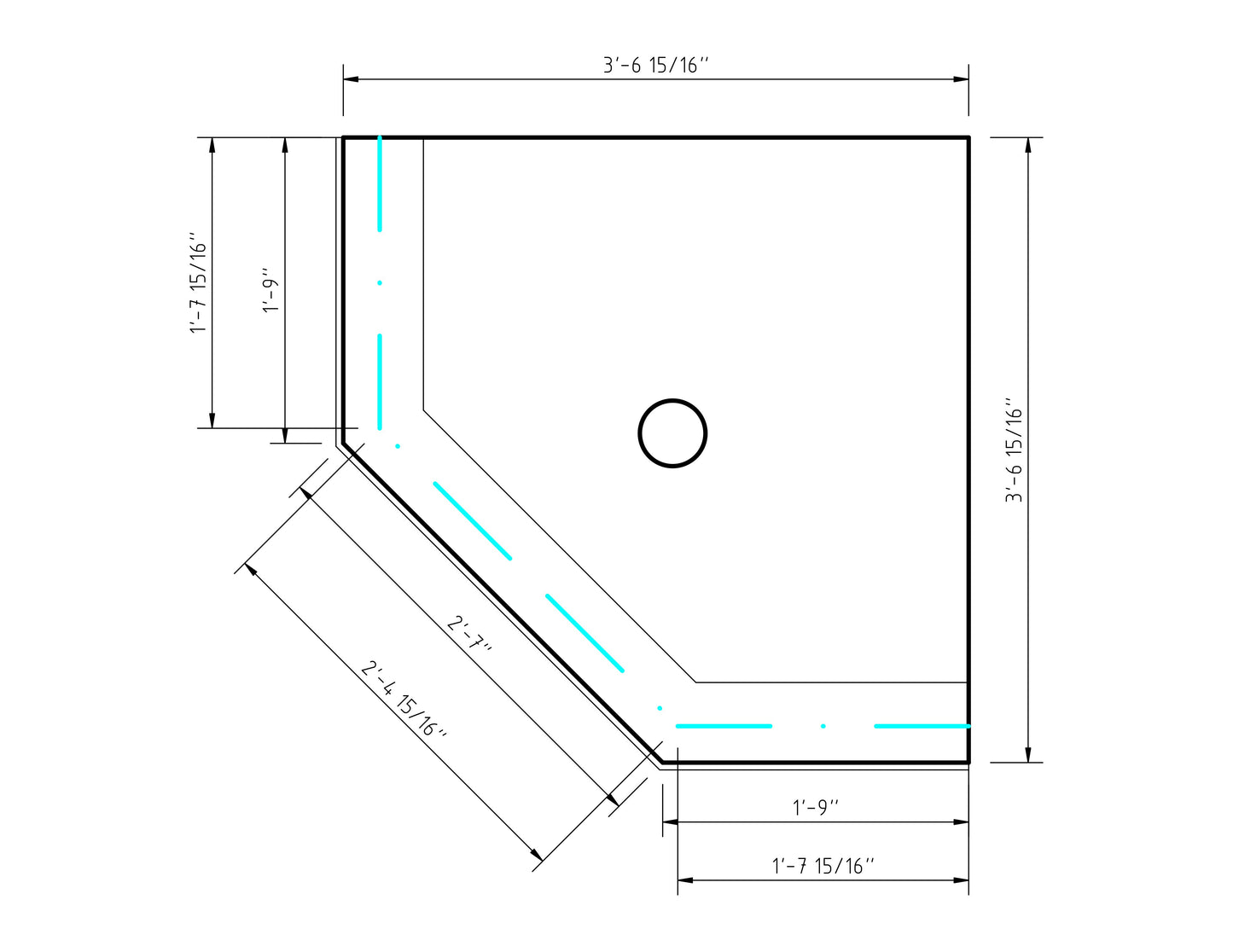 Corner Shower 20" x 29" x 80"