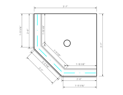 Corner Shower, Right Door 23" x 25" x 80"