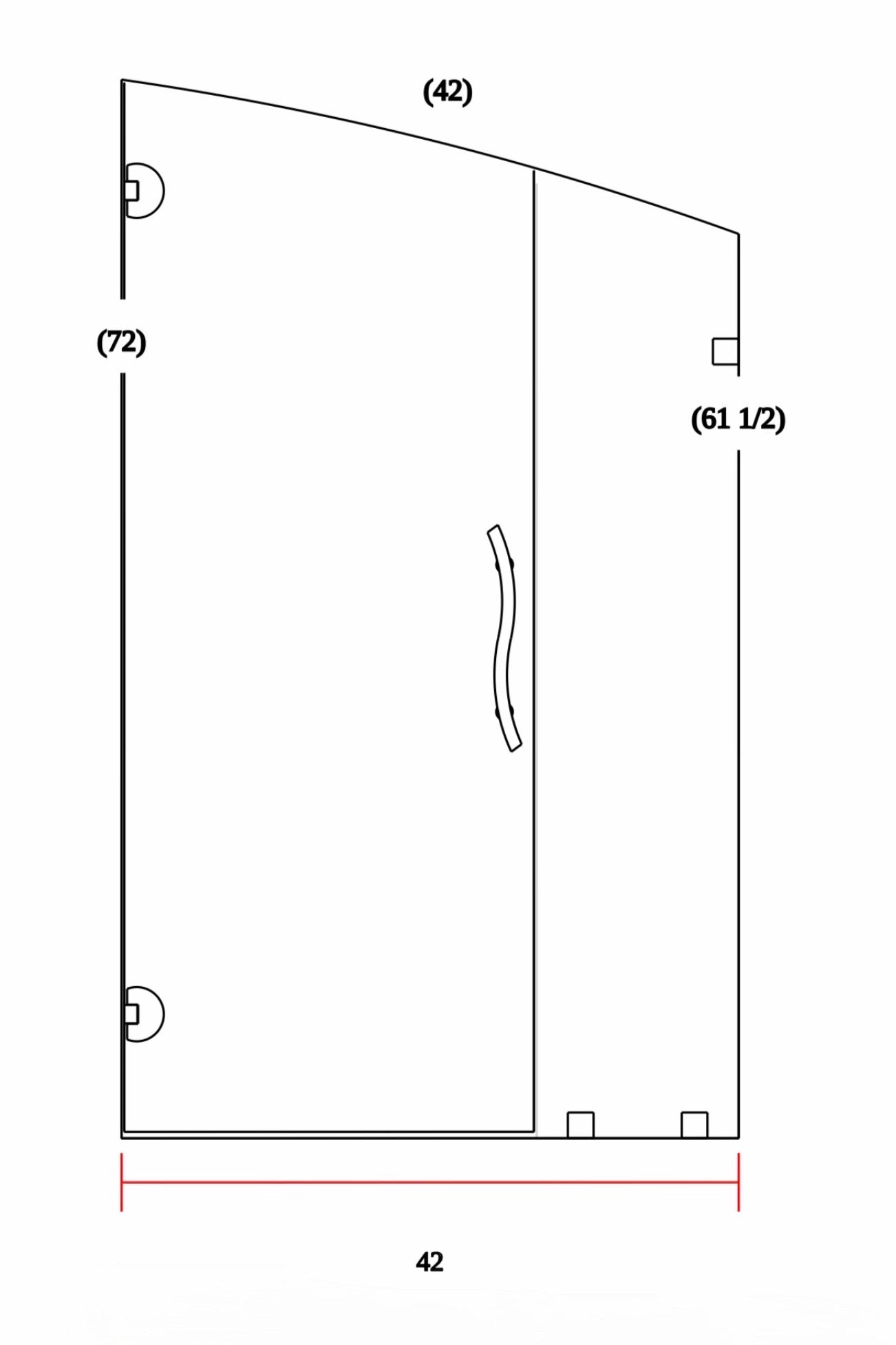 Curved Glass Shower Enclosure 42-1/4"x72"