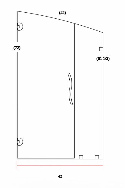 Curved Glass Shower Enclosure 42-1/4"x72"