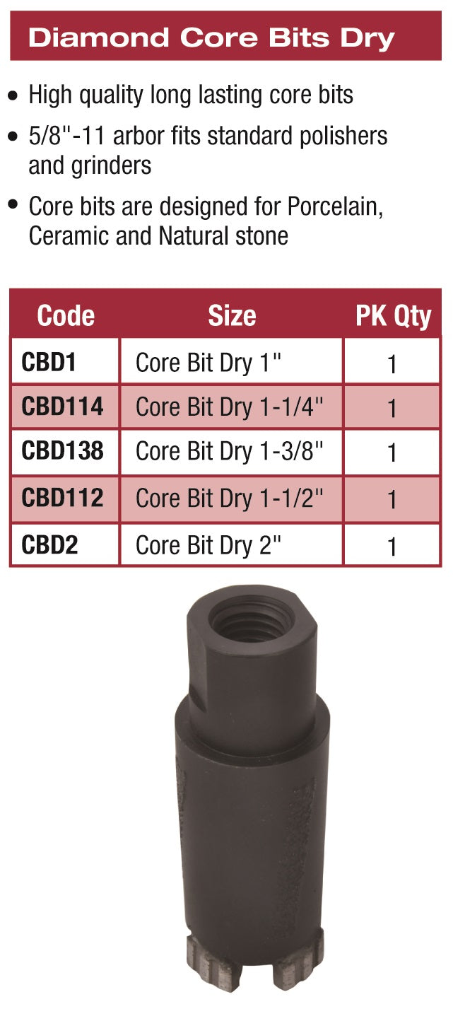 Diamond Dry Core Bit 2"