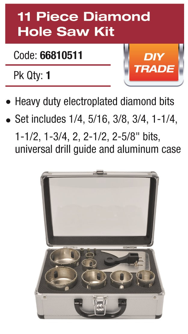 Diamond Hole Saw Kit 11 Piece