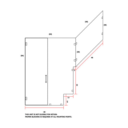 Glass Shower Enclosure 63" x 48" x 84"