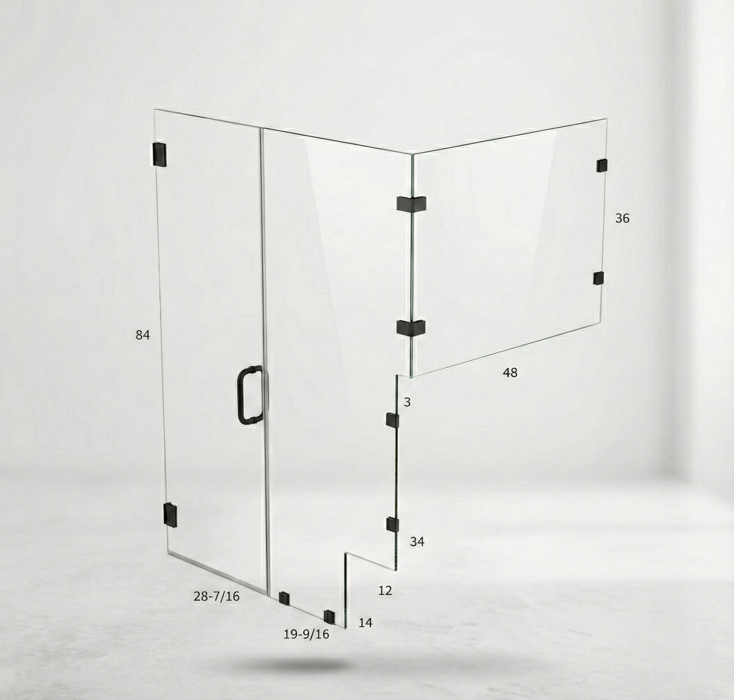 Glass Shower Enclosure 63" x 48" x 84"