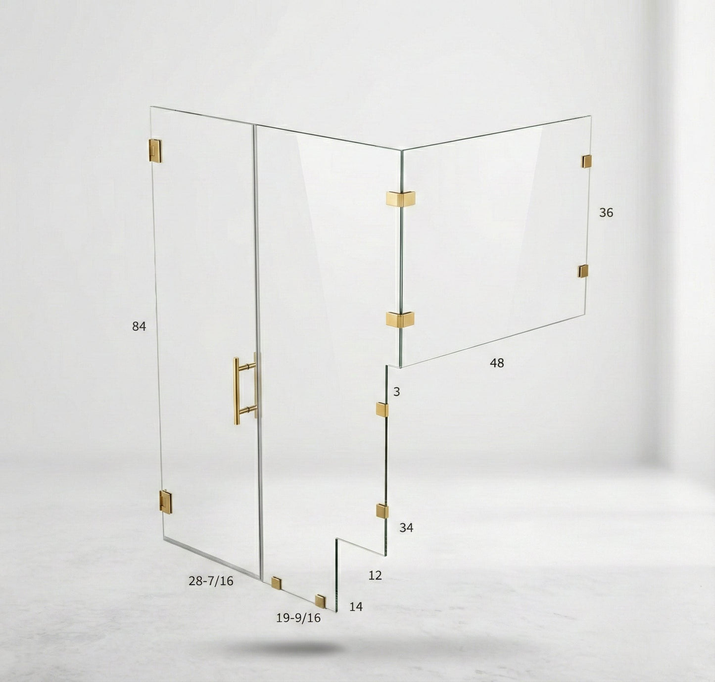 Glass Shower Enclosure 63" x 48" x 84"