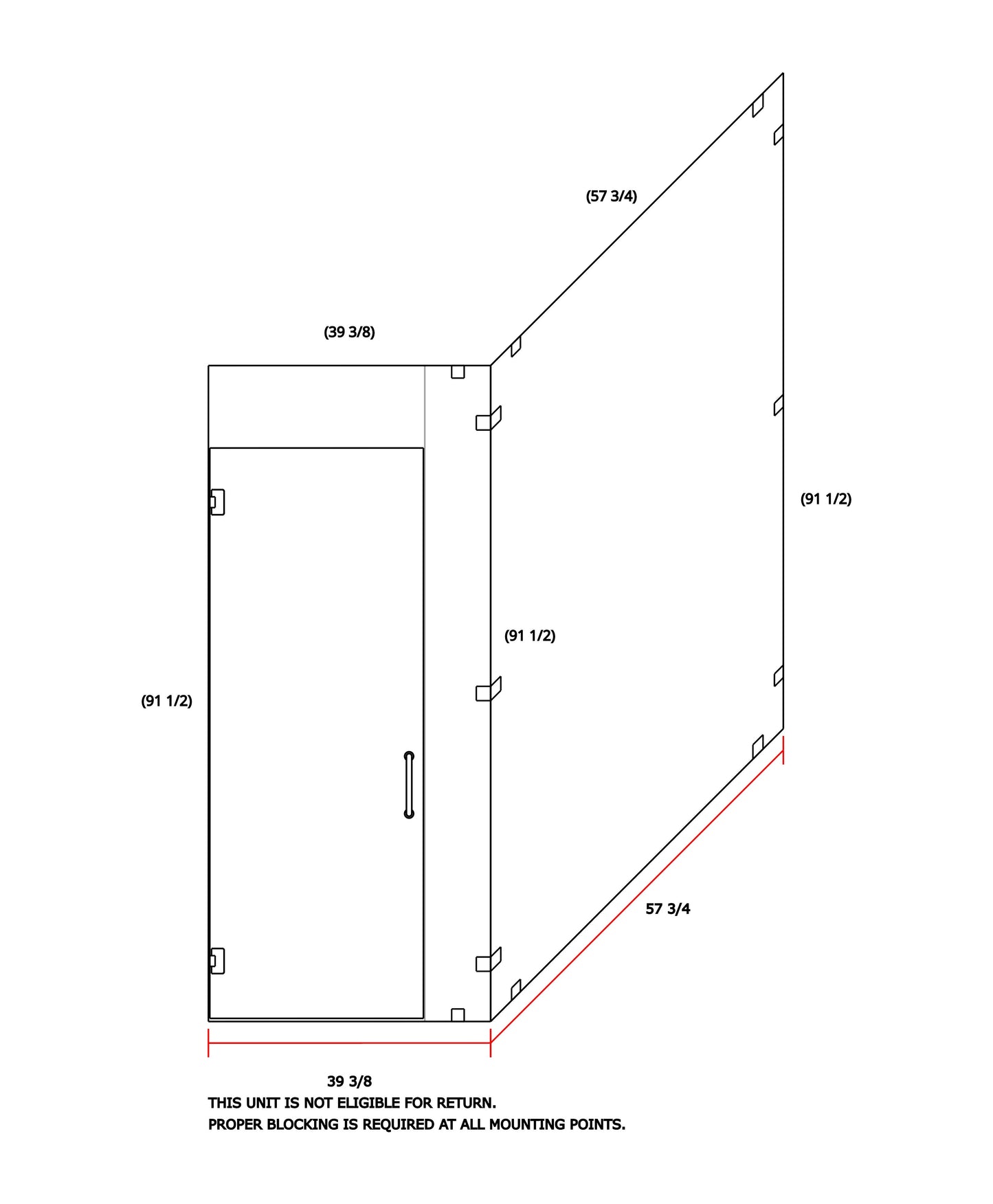 Frameless Shower Enclosure 57-3/4"x39-3/8"x91-1/2"