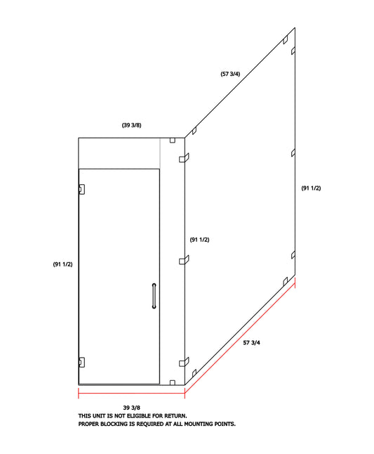Frameless Shower Enclosure 57-3/4"x39-3/8"x91-1/2"