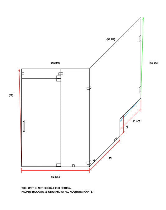 Silk Door & Panel With Return 55-3/16"x59-1/4"x80"