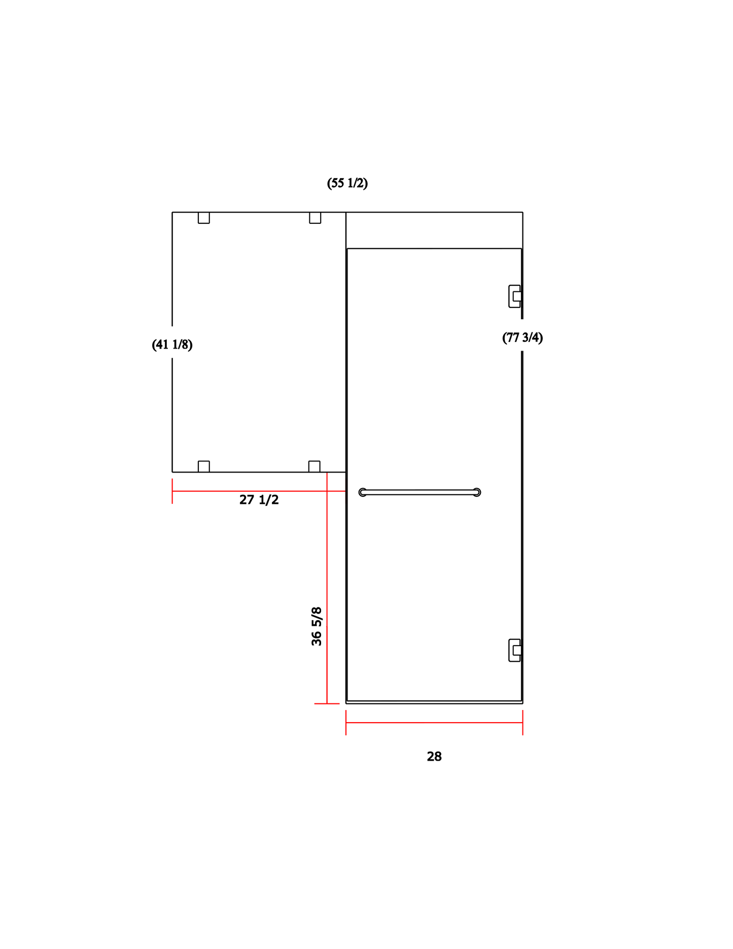 Frameless Shower Enclosure 55-1/2"x28"x77-3/4"