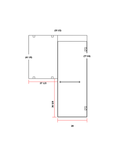 Frameless Shower Enclosure 55-1/2"x28"x77-3/4"