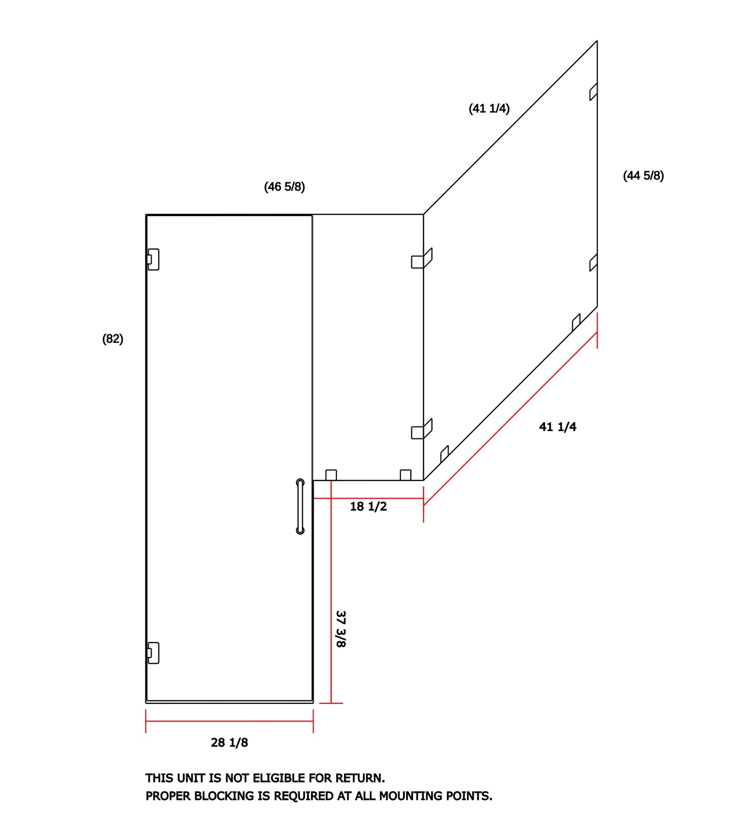 Door and Panel With Return 46"x42"x82"