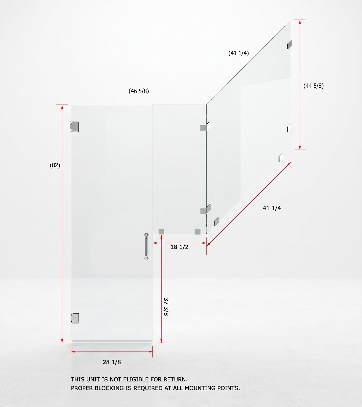 Door and Panel With Return 46"x42"x82"