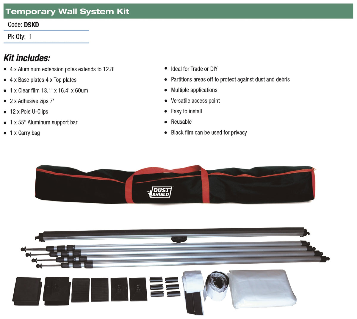 Dust Shield Wall System Kit