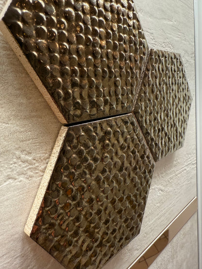Shiny Copper Textured Hexagon 9x11