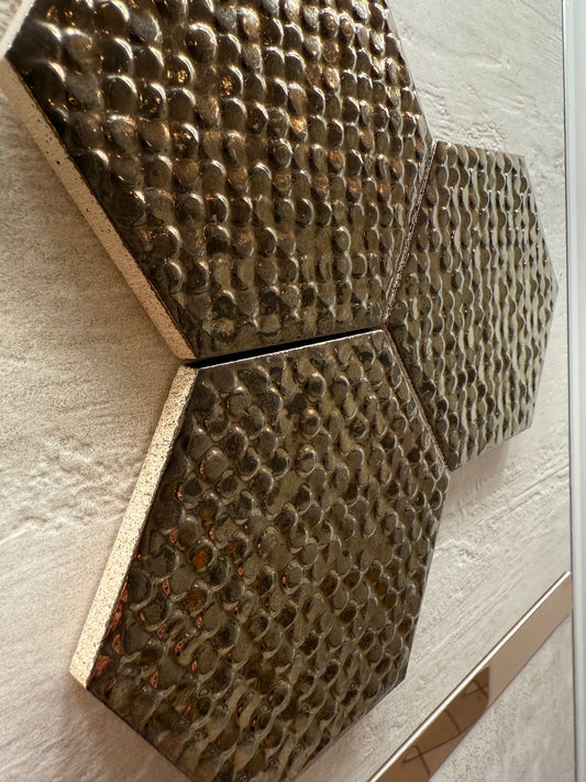 Shiny Copper Textured Hexagon 9x11