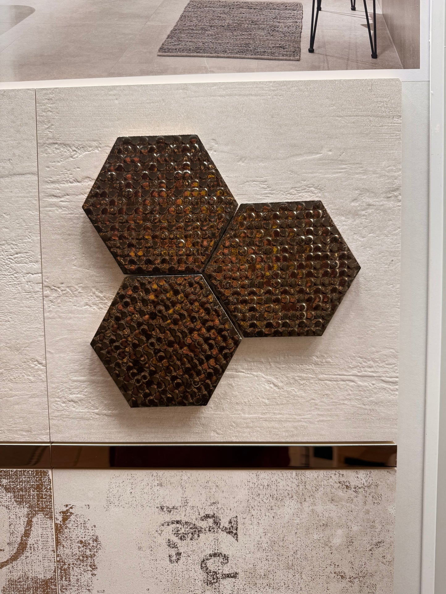 Shiny Copper Textured Hexagon 9x11