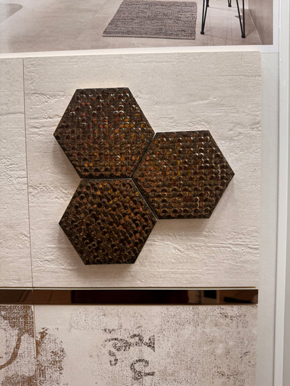 Shiny Copper Textured Hexagon 9x11