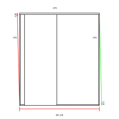 Measurement diagram of a rectangular frame with dimensions labeled.