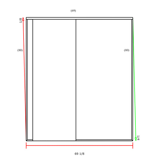 Measurement diagram of a rectangular frame with dimensions labeled.