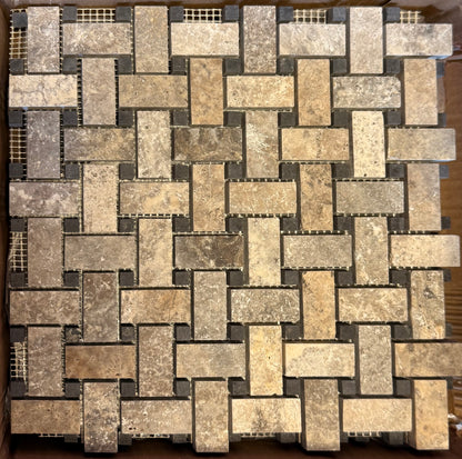 Silver Black Basket Weave 12x12 Honed