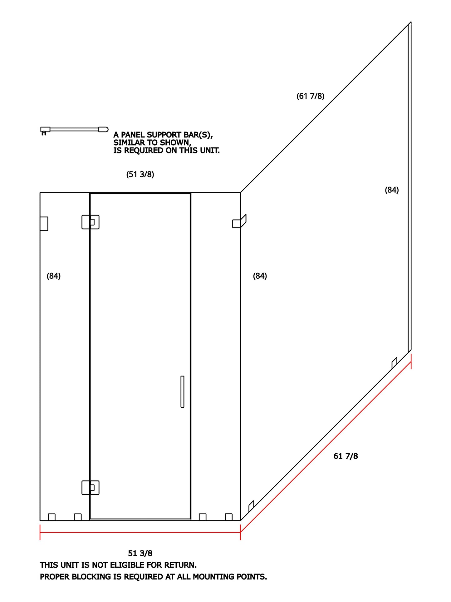 Glass Shower Enclosure 51"x61"