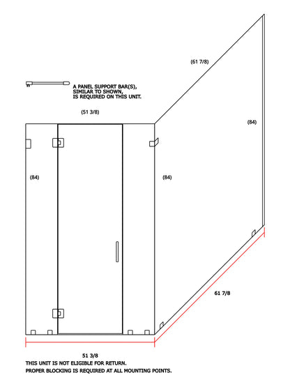 Glass Shower Enclosure 51"x61"
