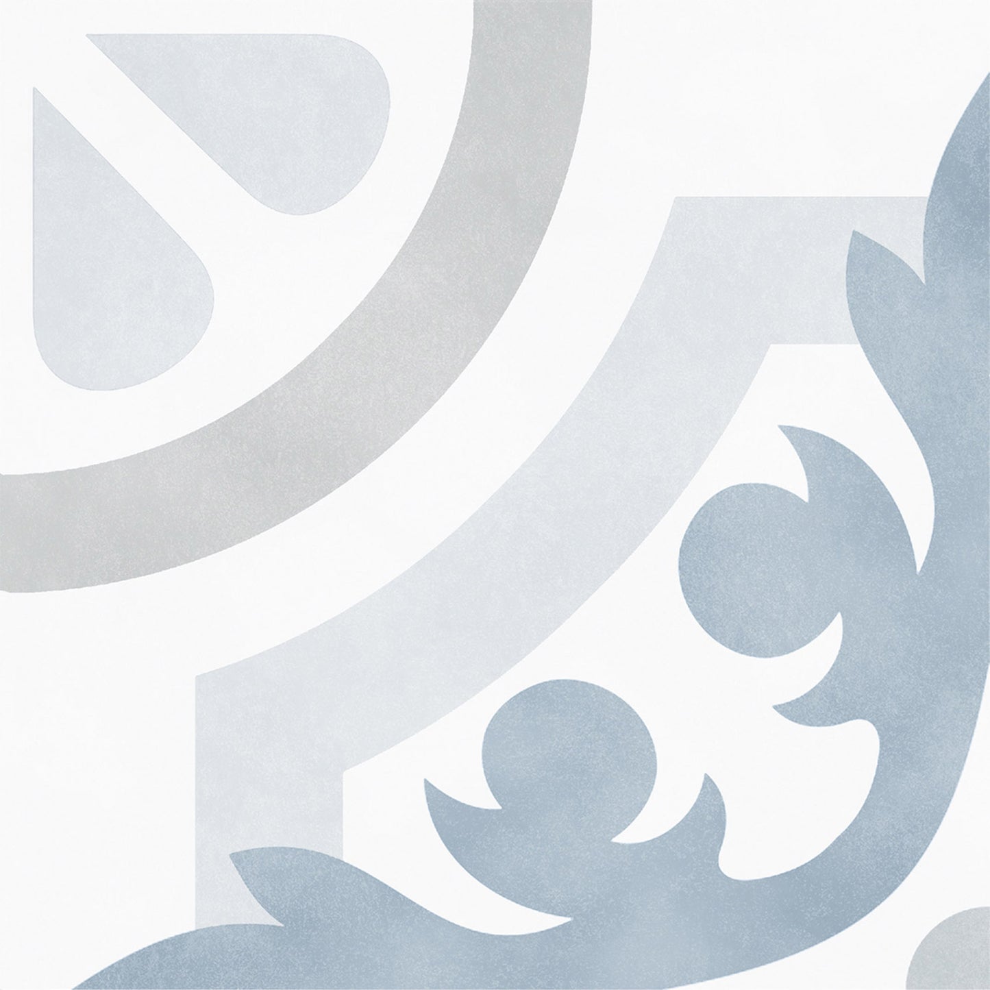 Decorative pattern with abstract shapes in light blue on a white background