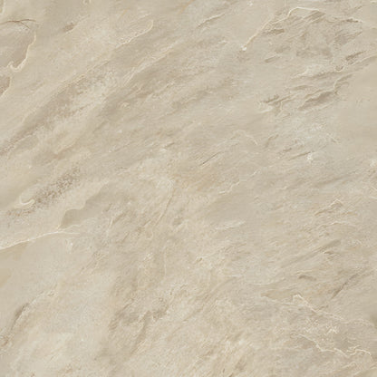 Beige stone-look tile with natural marbled texture and subtle gray veining.