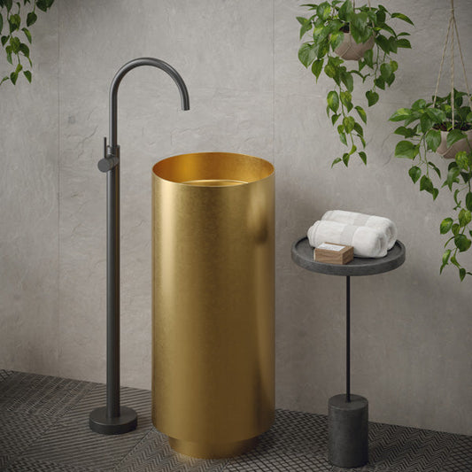 Gold Pedestal Vanity Sink 15"