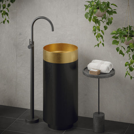 Gold Pedestal Vanity Sink 15"