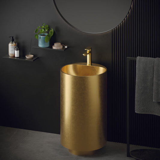 Gold Pedestal Vanity Sink 16-1/2"