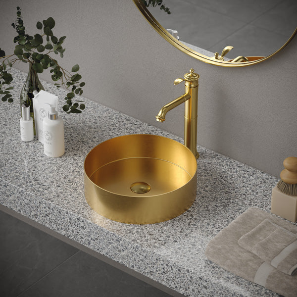 Gold Vessel Vanity Sink 14-1/8"