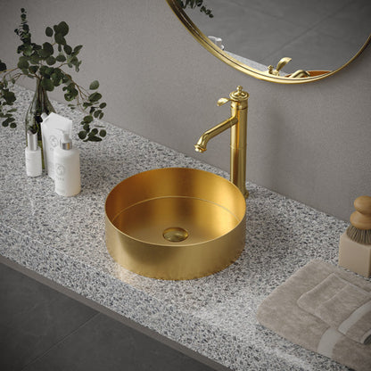 Gold Vessel Vanity Sink 14-1/8"