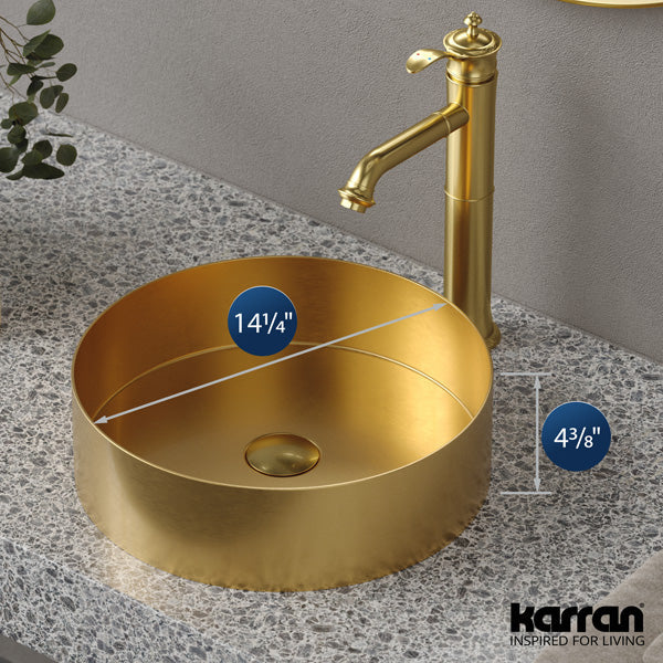 Gold Vessel Vanity Sink 14-1/8"