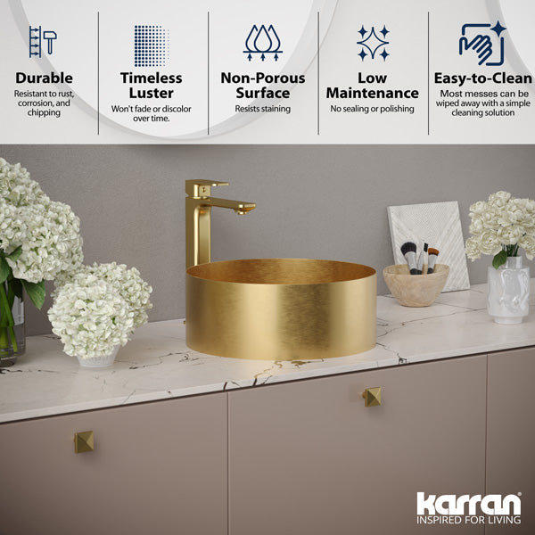 Gold Vessel Vanity Sink 14-1/8"