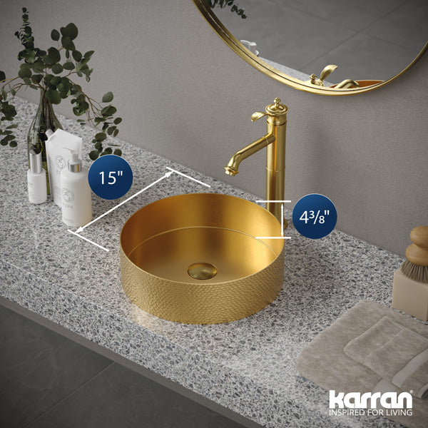 Gold Vessel Vanity Sink 15"