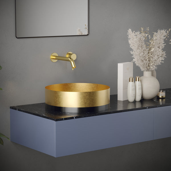 Gold Vessel Vanity Sink 15-3/4"