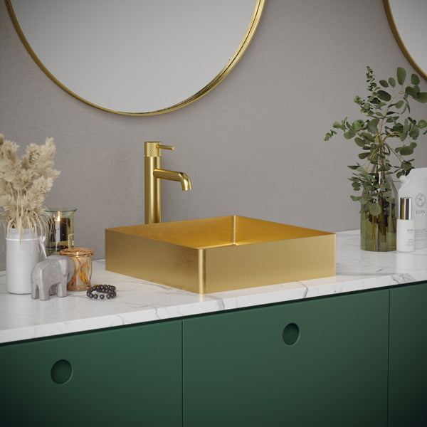 Gold Vessel Vanity Sink 15-3/4"