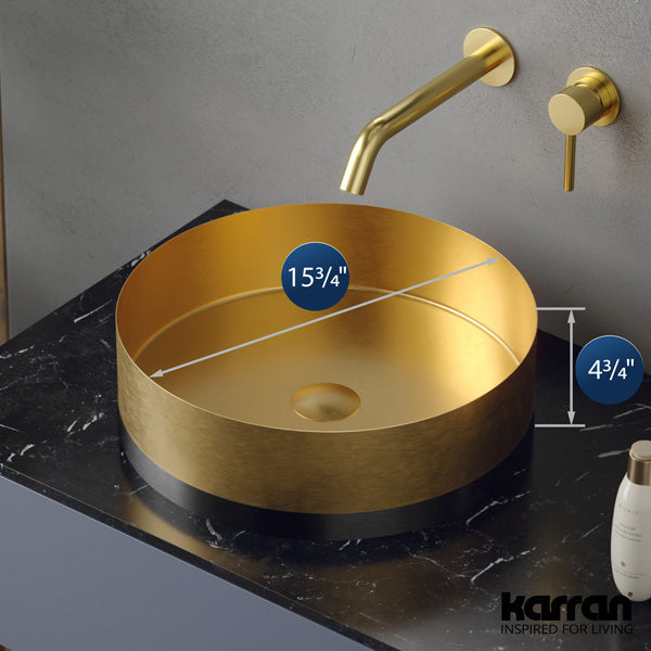 Gold Vessel Vanity Sink 15-3/4"