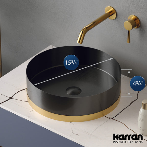 Gold Vessel Vanity Sink 15-3/4"
