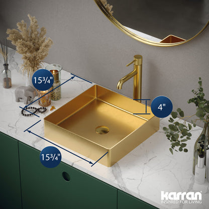 Gold Vessel Vanity Sink 15-3/4"